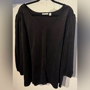 Susan Graver Black Blouse Faux Suede Size 3X NEW